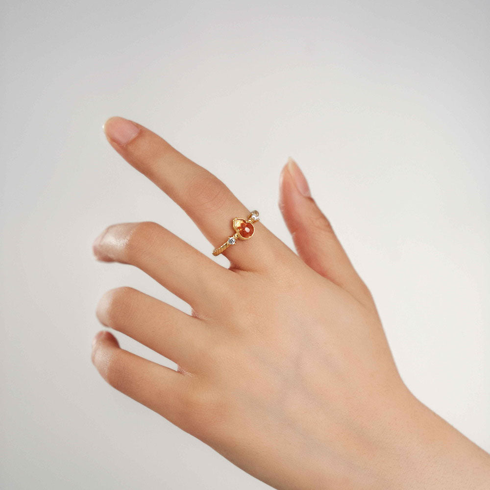 Color Stone Inlay Ring – Prosperous Red Gourd