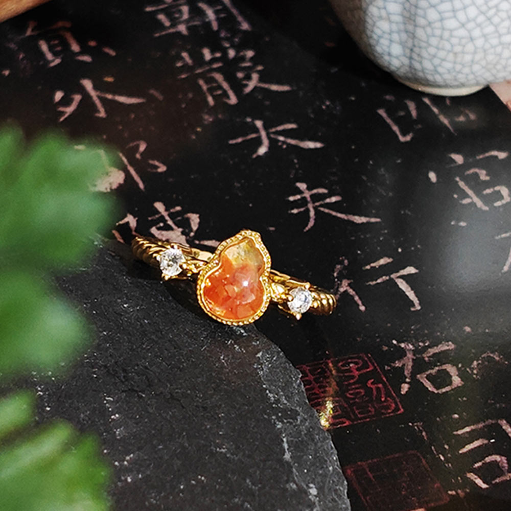Color Stone Inlay Ring – Prosperous Red Gourd