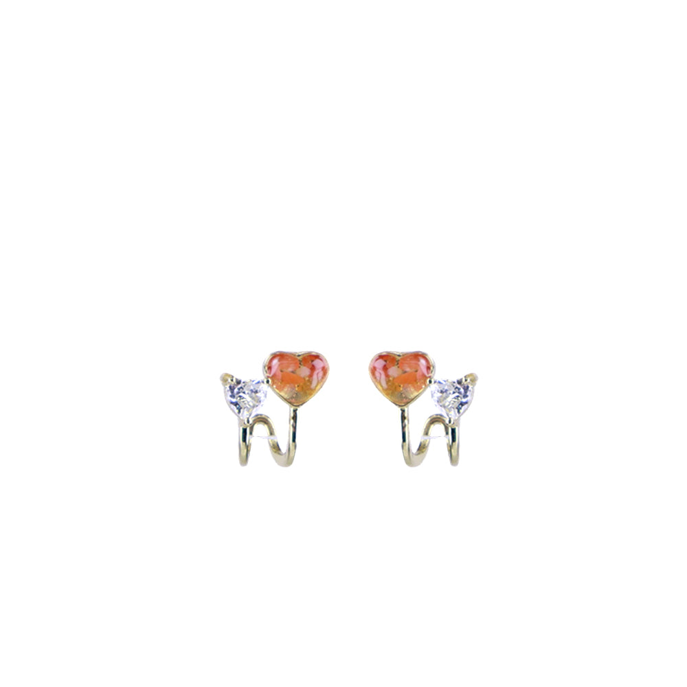 Color Stone Inlay Studs – Heart B·C, Vibrant Red