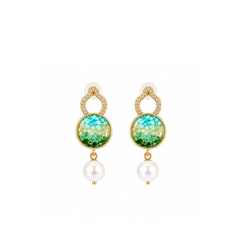 Color Stone Inlay Studs – Gourd B, Emerald Green