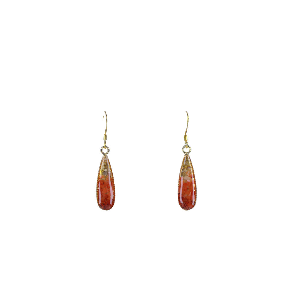 Colorful Stone Inlaid Teardrop Earrings, Prosperity Red Series