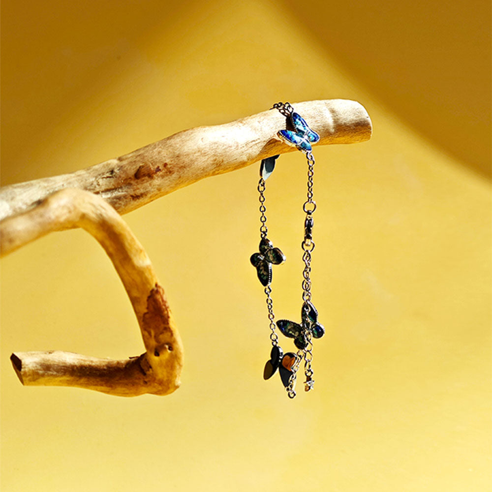 Color Stone Inlay Bracelet – Butterfly, Blue & White Series