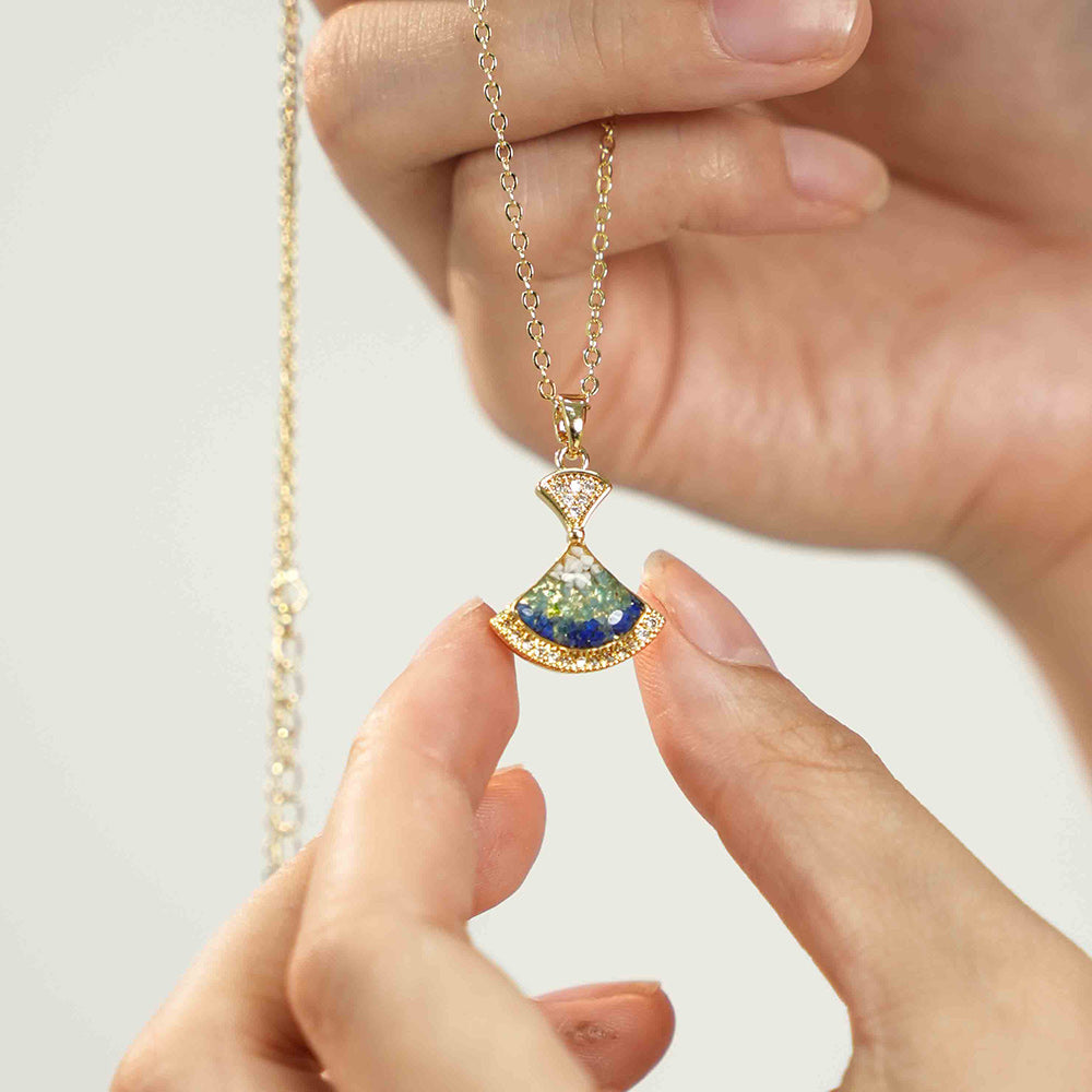 Color Stone Inlay Necklace – Bell B, Blue & White Style