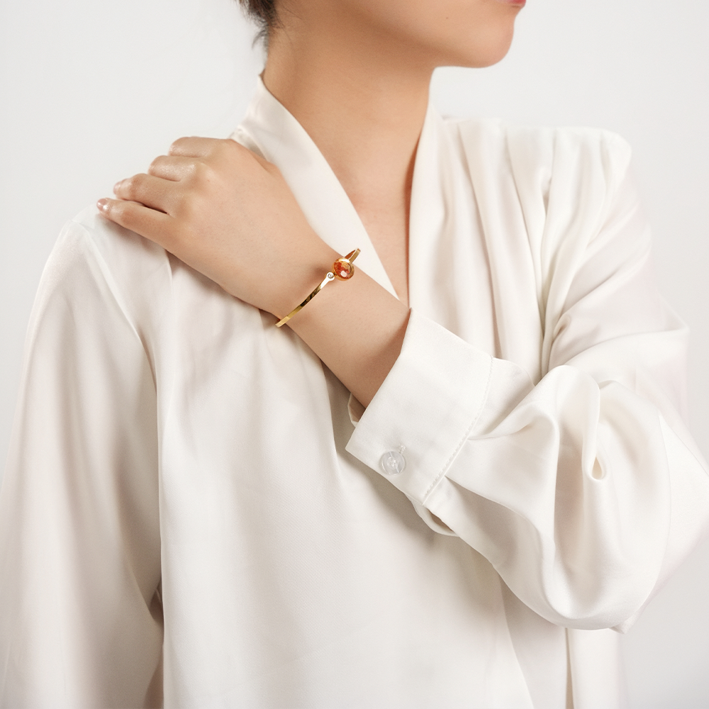 Color Stone Inlay Bracelet – Plum Gradient Round Bead