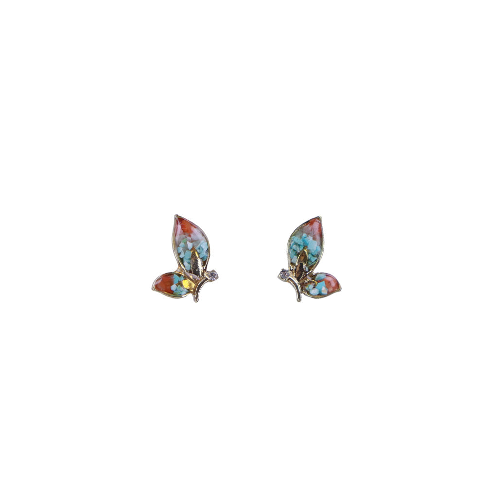Color Stone Inlay Butterfly Wing Stud Earrings – Dunhuang Color