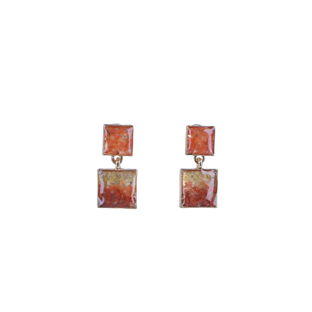 Color Stone Inlay Studs – Square, Vibrant Red