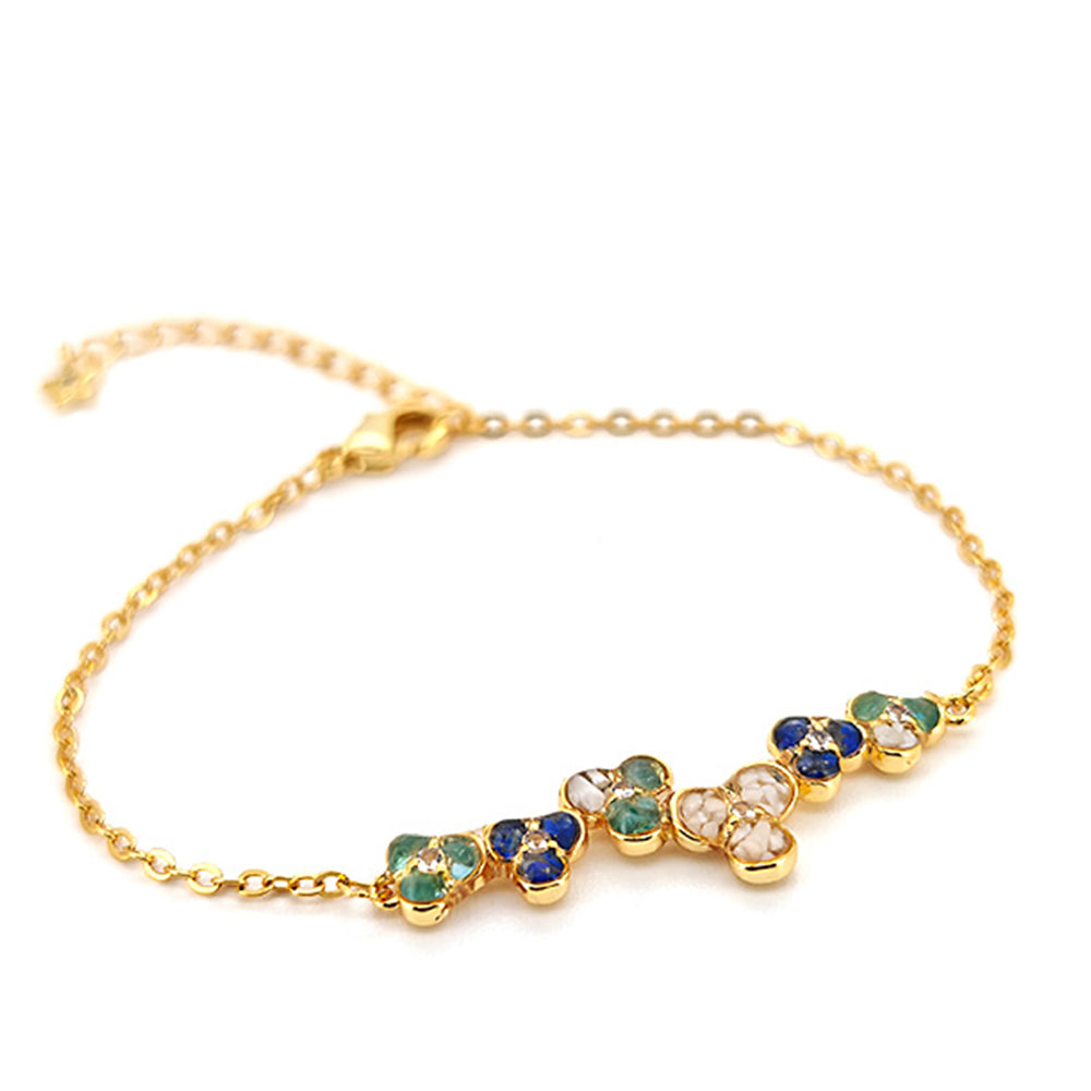 Color Stone Inlay Bracelet: Plum Blossom Jadeite Green Gradient Series