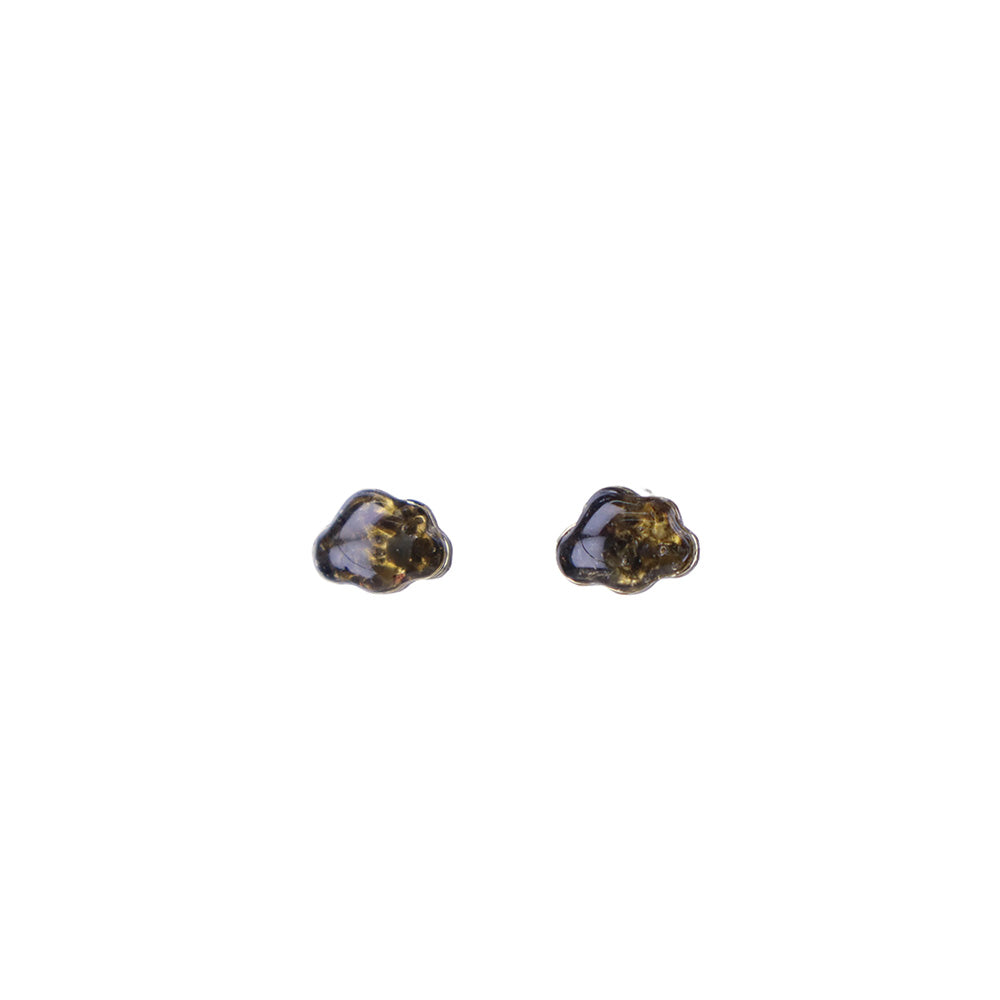 Color Stone Inlay Studs – Auspicious Cloud, Black Obsidian