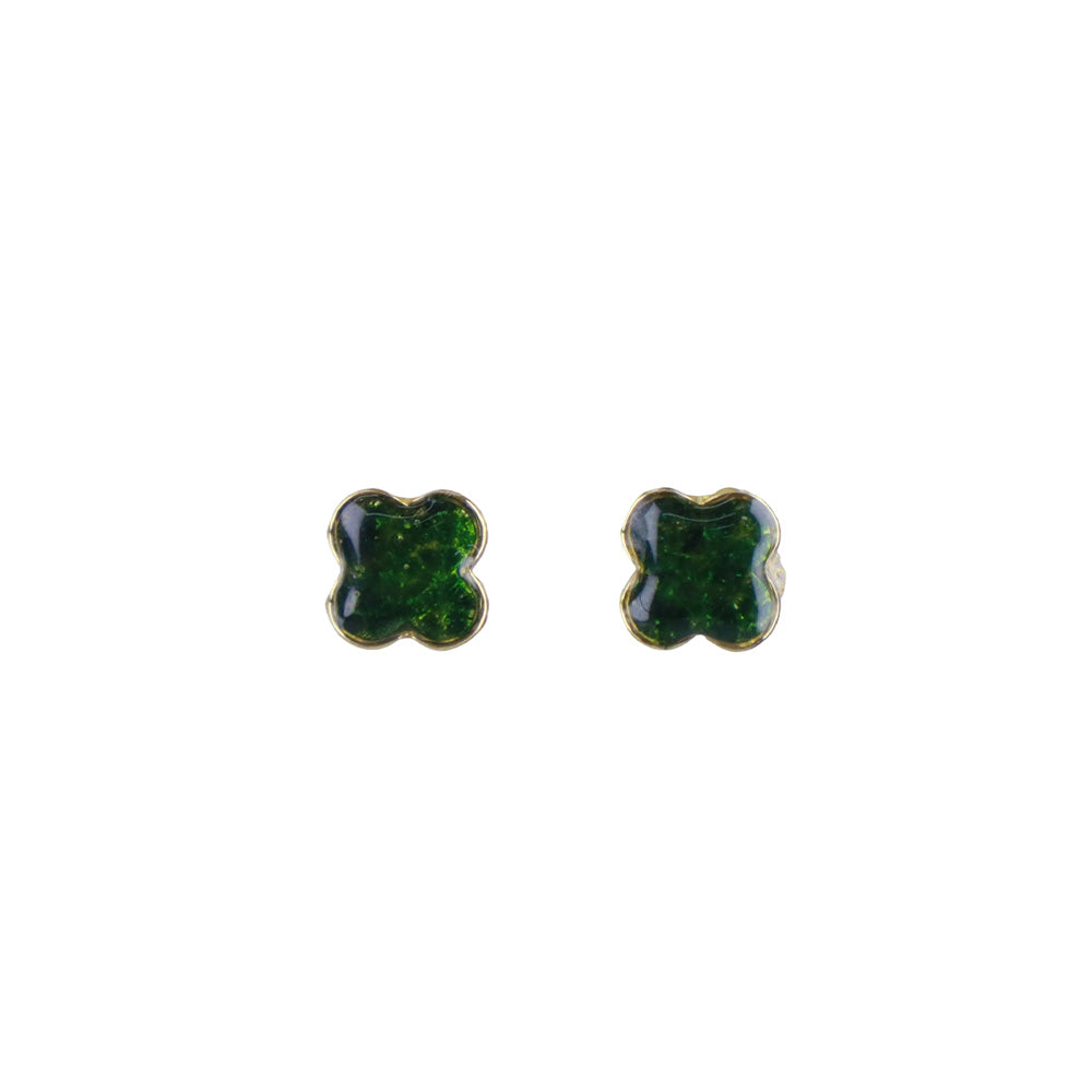 Color Stone Inlay Earrings – Clover