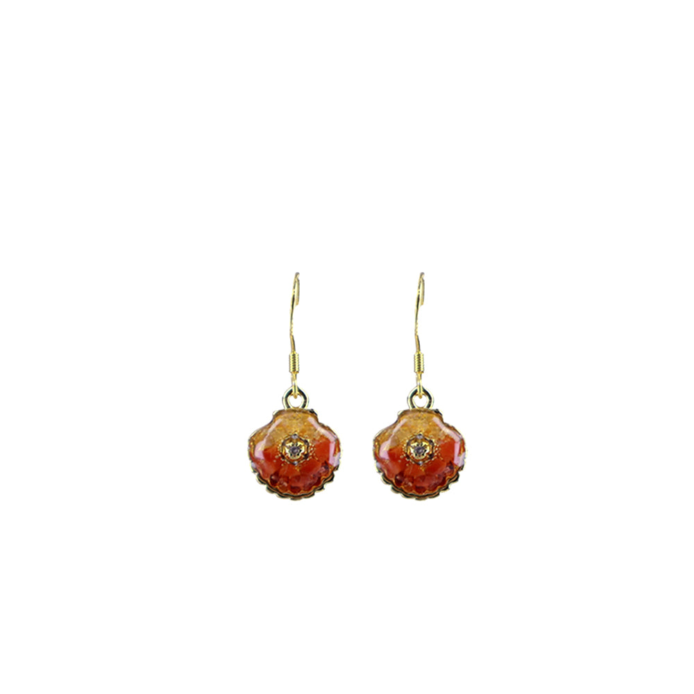Red Stone Inlay Shell Earrings