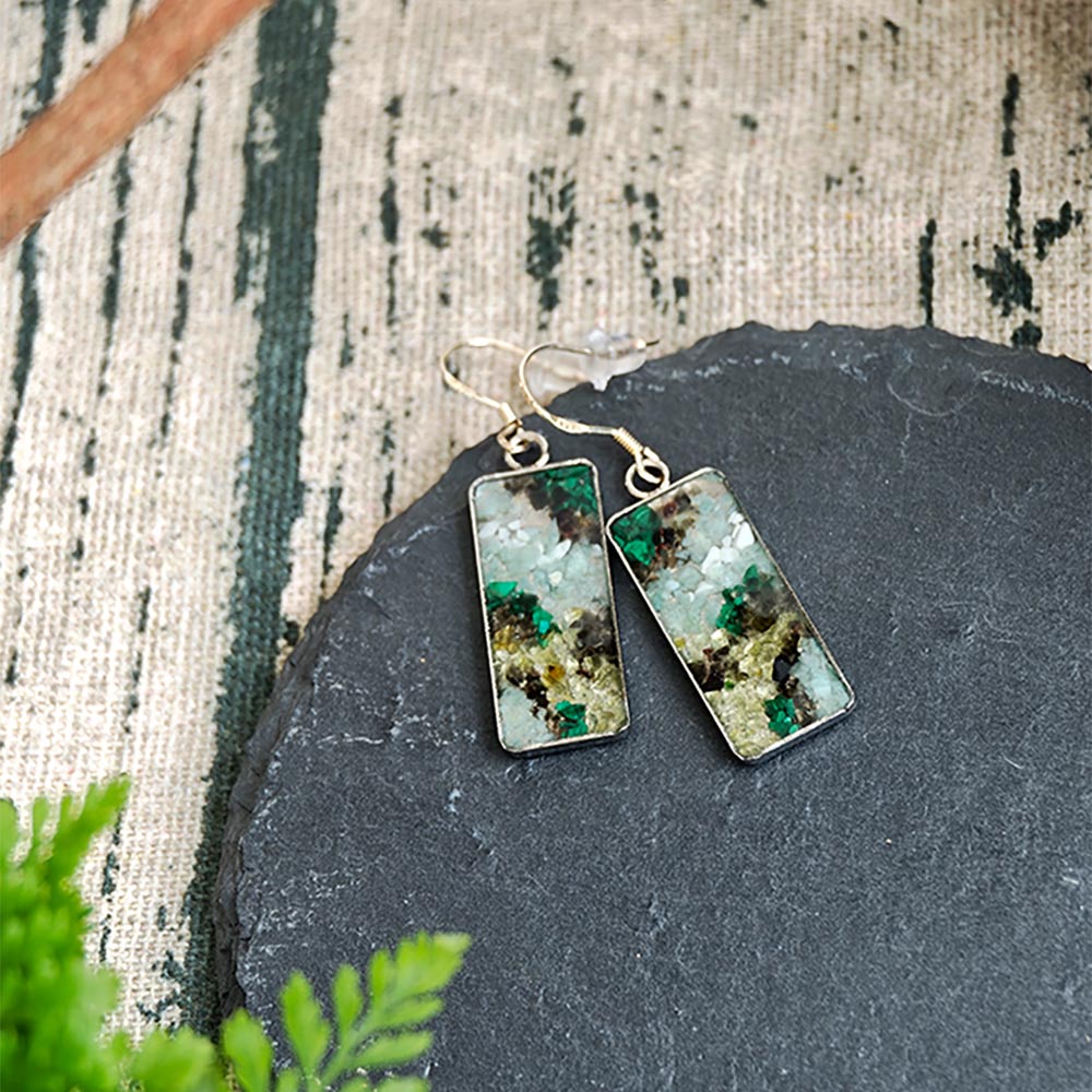 Color Stone Inlay Drop Earrings – Huacheng Yupan Series, Dunhuang Edition