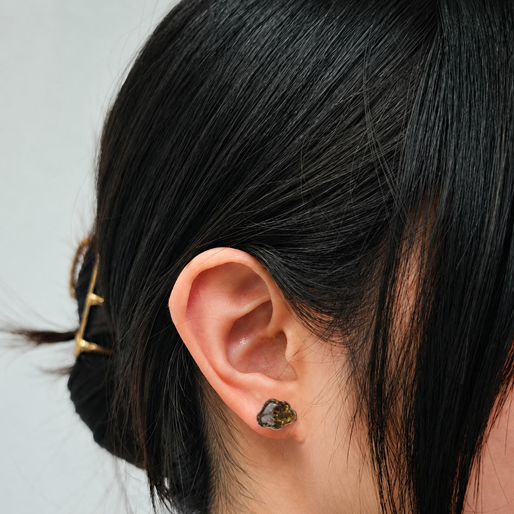 Color Stone Inlay Studs – Auspicious Cloud, Black Obsidian