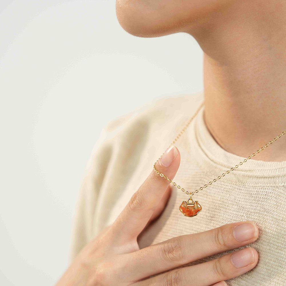 Color Stone Inlay Necklace – Longevity Lock, Prosperous Red