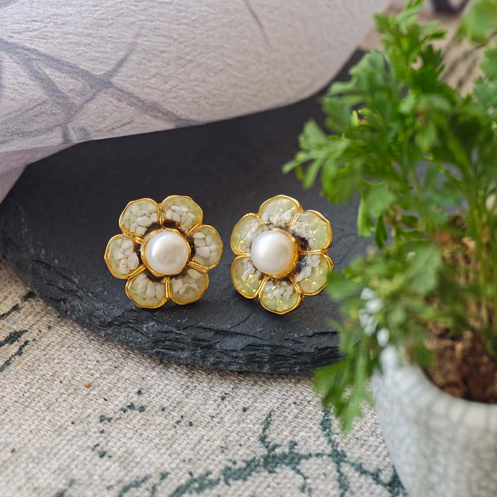 Color Stone Inlay Earrings – Huacheng Yupin Dunhuang Baoxiang Flower