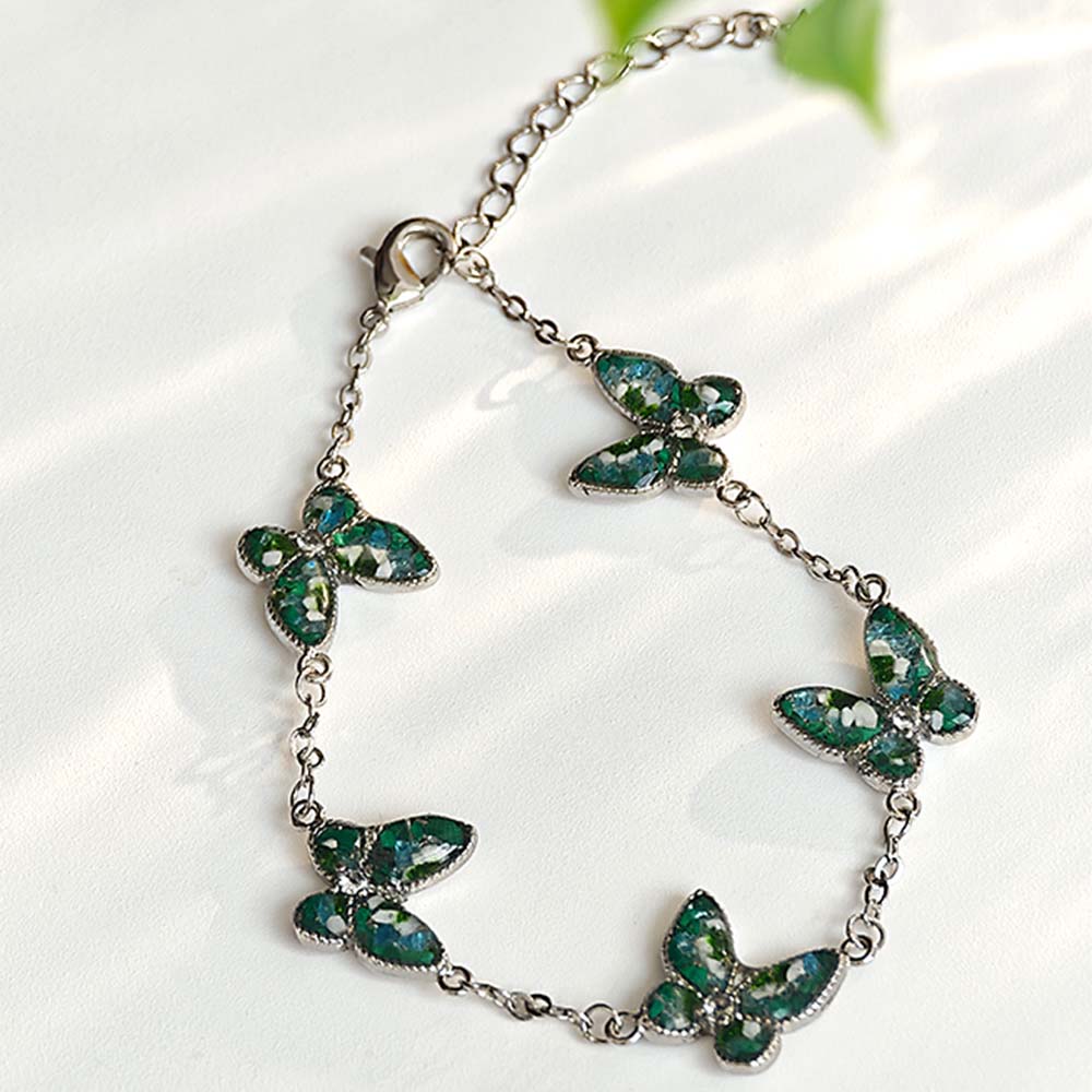 Color Stone Inlay Butterfly Bracelet – Jade Green Series