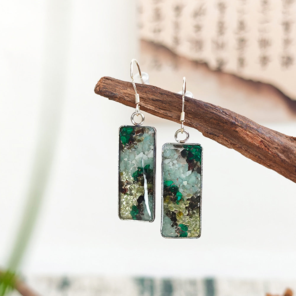 Color Stone Inlay Drop Earrings – Huacheng Yupan Series, Dunhuang Edition