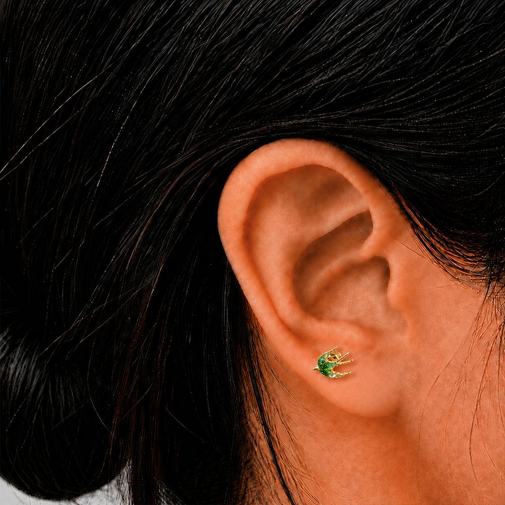 Color Stone Inlay Earrings – Swallow Design