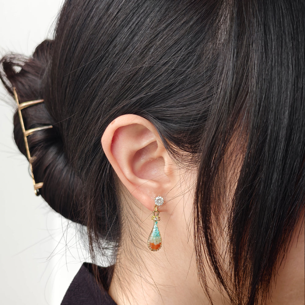 Color Stone Inlay Earrings – Pipa, Dunhuang Color Series