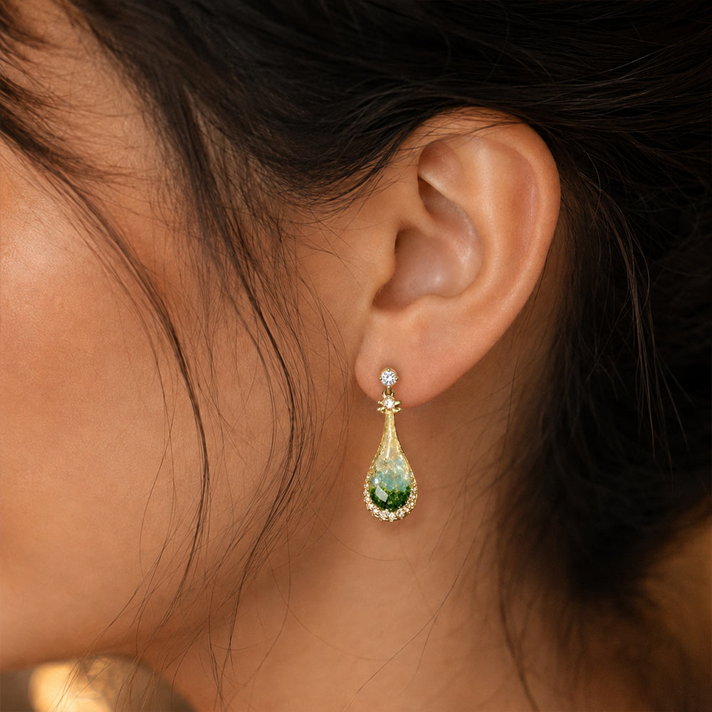 Color Stone Inlay Earrings – Pipa, Jade Green Series