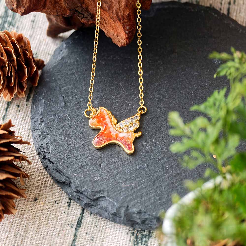 Color Stone Inlay Unicorn Necklace – Red & Prosperous Series