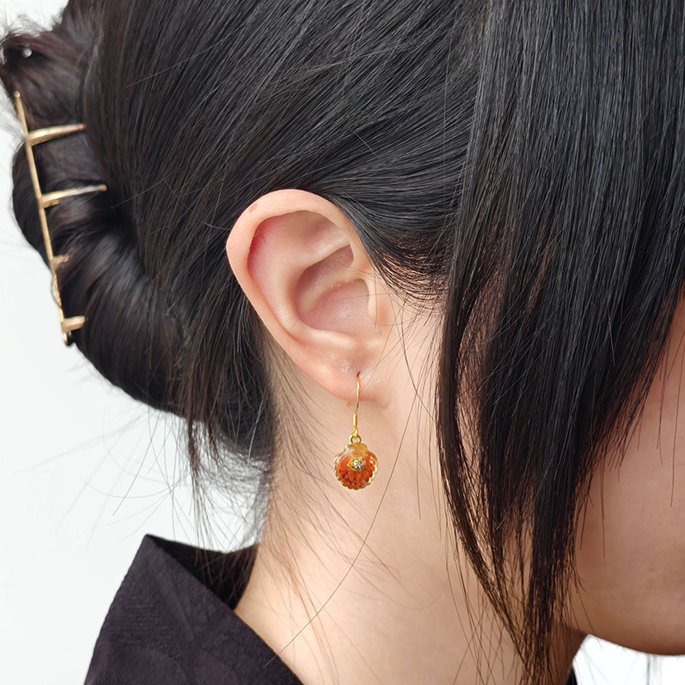 Red Stone Inlay Shell Earrings
