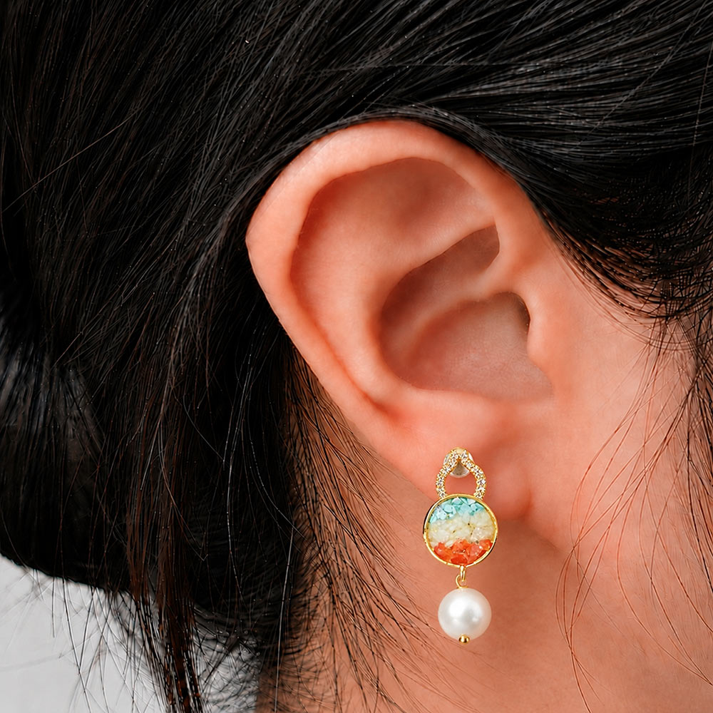 Dunhuang Red Gourd Stone Inlay Earrings