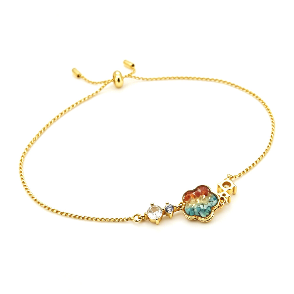 Color Stone Inlay Bracelet – Dunhuang Color Plum Blossom with Diamonds