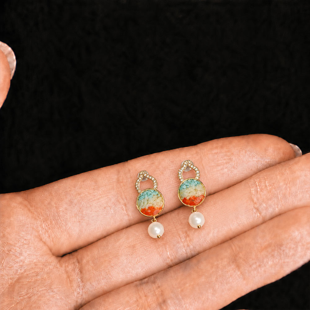 Dunhuang Red Gourd Stone Inlay Earrings