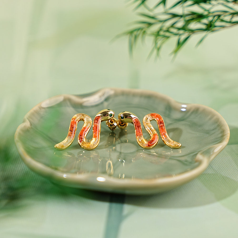 Snake Stud Earrings – Red & Prosperous Series