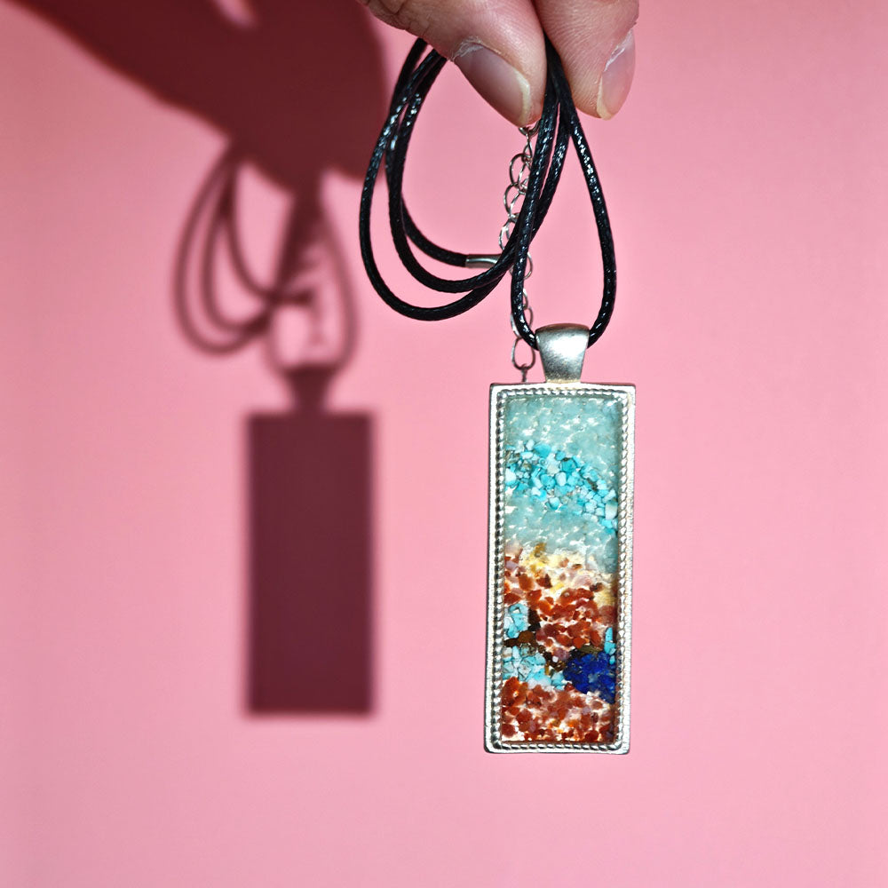 Color Stone Inlay Large Butterfly Necklace – Dunhuang Red