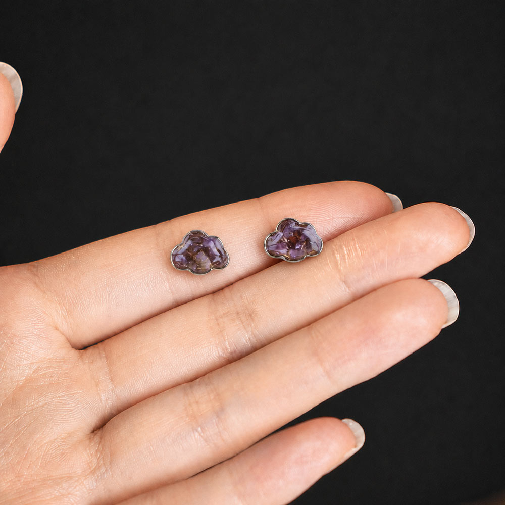 Color Stone Inlay Earrings – Plum Cloud