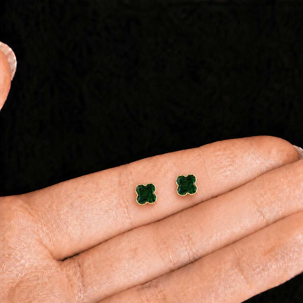 Color Stone Inlay Earrings – Clover