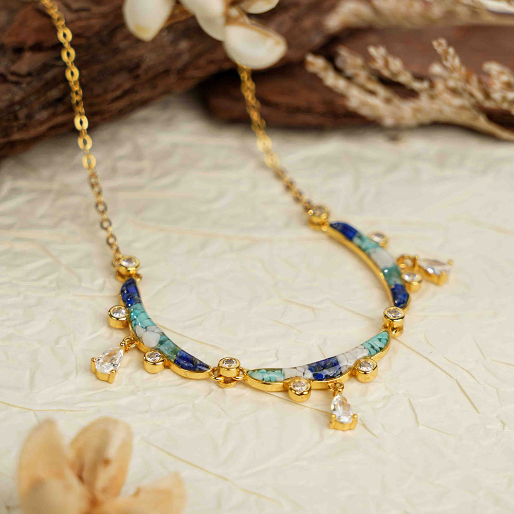 Color Stone Inlay Ying Luo Necklace – Dunhuang Goddess, Bodhisattva Series