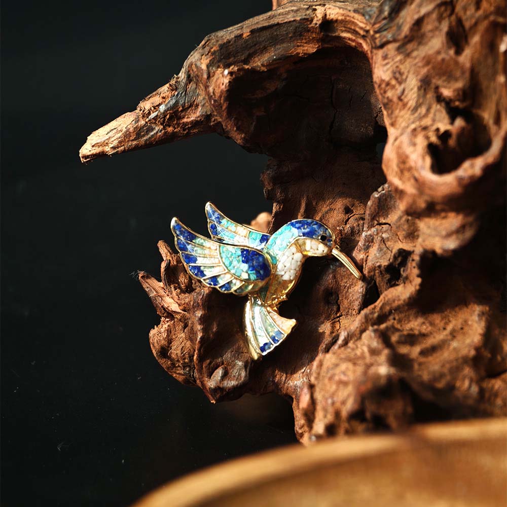 Vintage Enameled Brooch: Kingfisher Collection