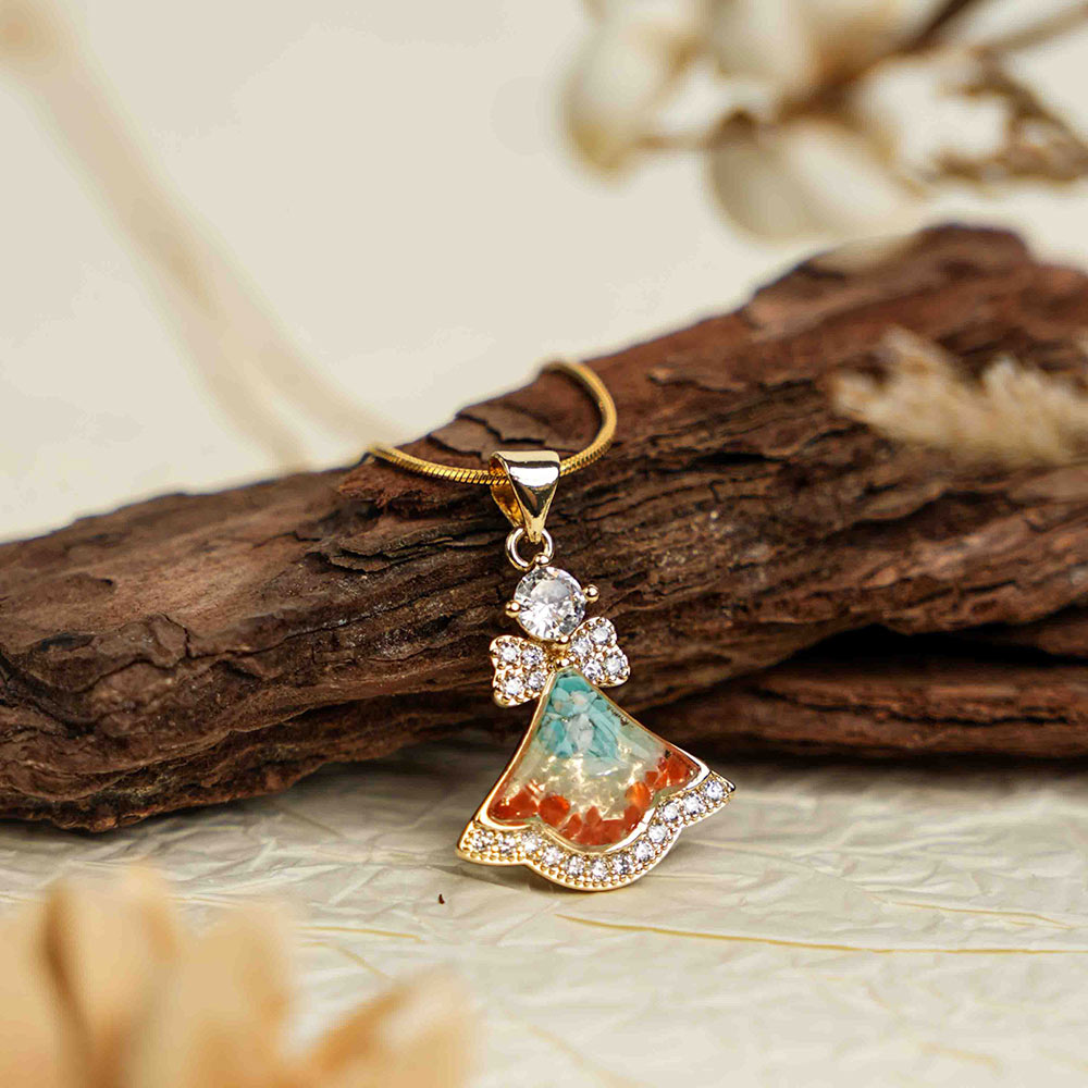 Color Stone Inlay Bell Necklace – Blue & White Series