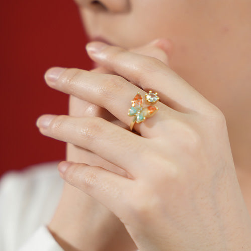 Luminous Butterfly Shadow Dunhuang Metamorphosis Brooch + Ring Bundle