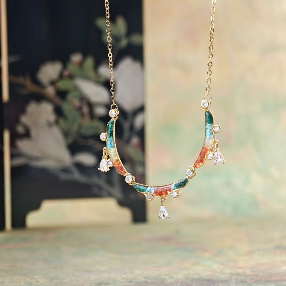 Color Stone Inlaid Dunhuang Yingluo Necklace