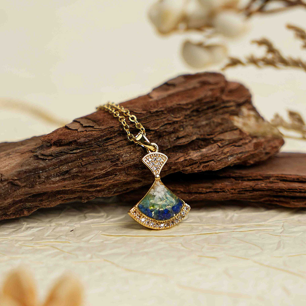 Color Stone Inlay Necklace – Bell B, Blue & White Style