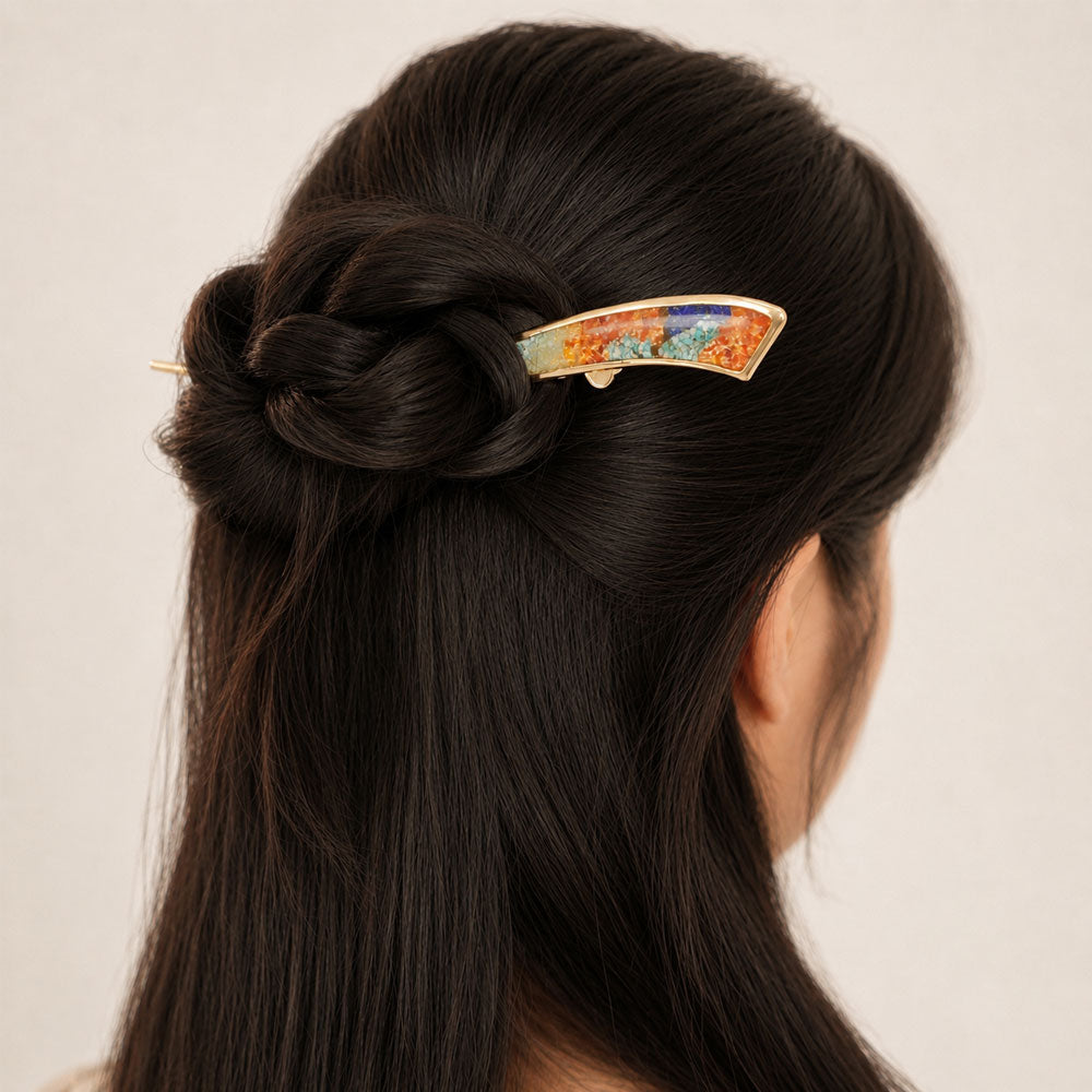 Double-Sided Pearl Landscape Hairpin, Dunhuang Red