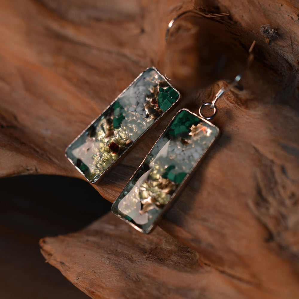 Color Stone Inlay Drop Earrings – Huacheng Yupan Series, Dunhuang Edition