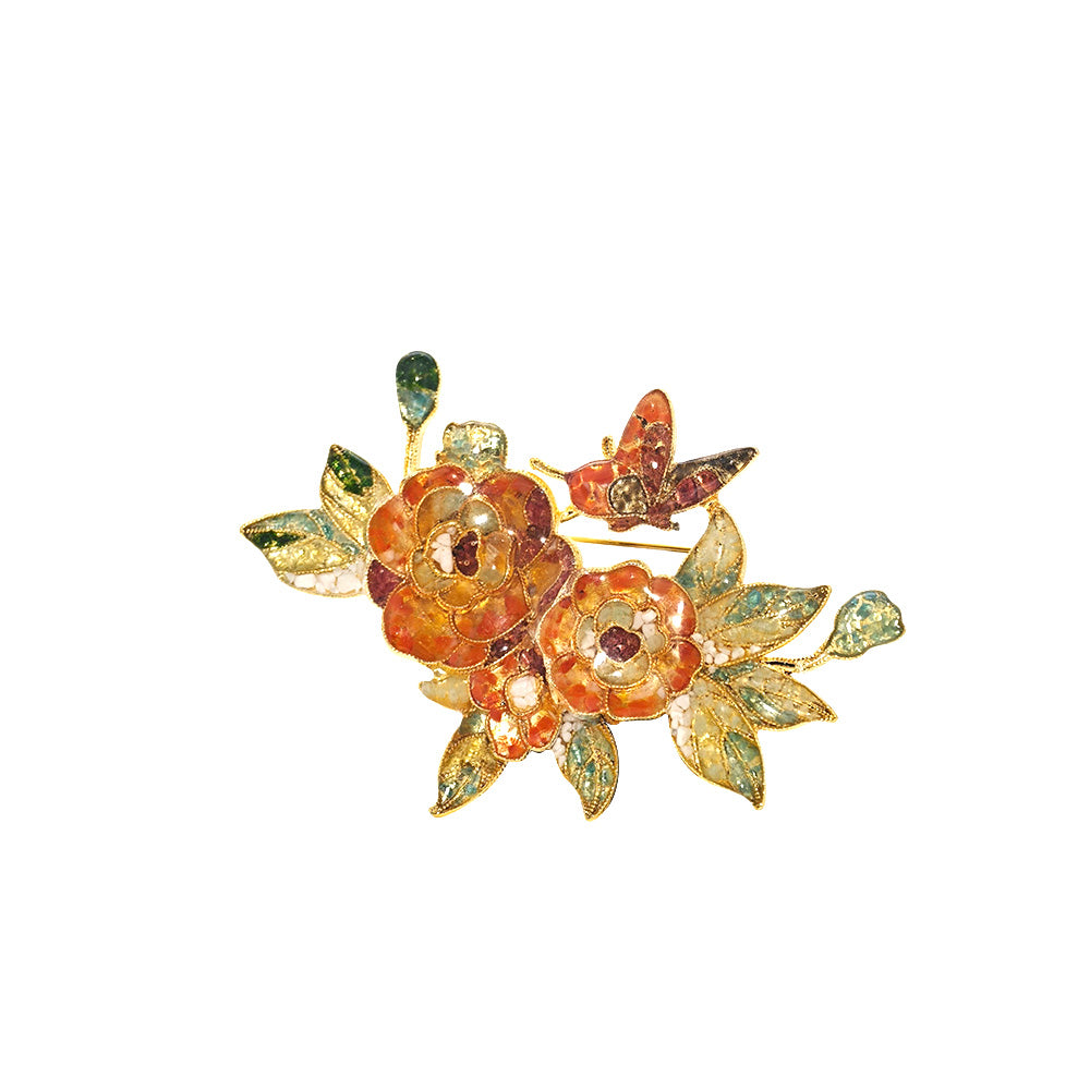 Color Stone Inlay Peony Brooch – Prosperity Bloom