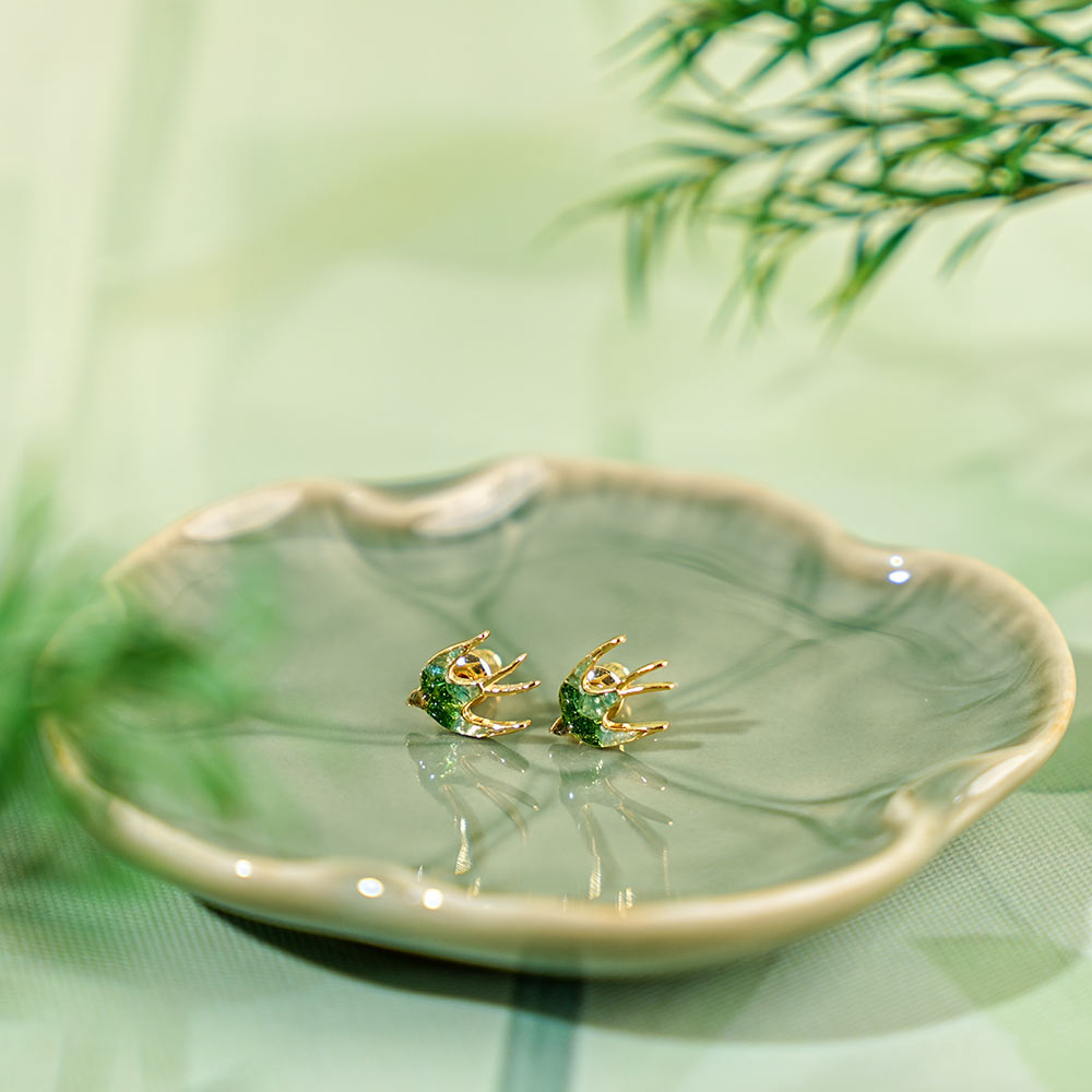 Color Stone Inlay Earrings – Swallow Design