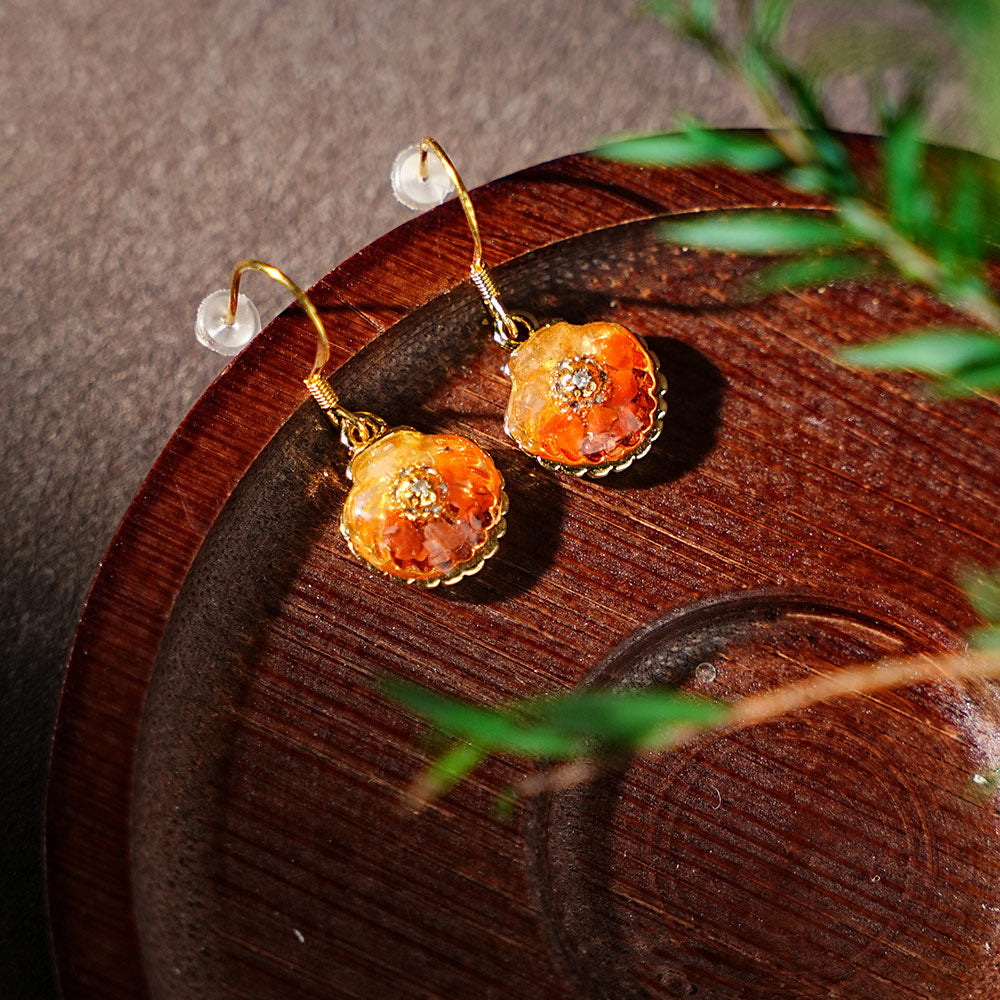 Red Stone Inlay Shell Earrings