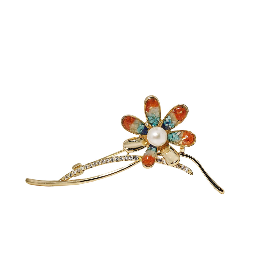 Dunhuang Style Stone Inlay Daisy Flower Brooch