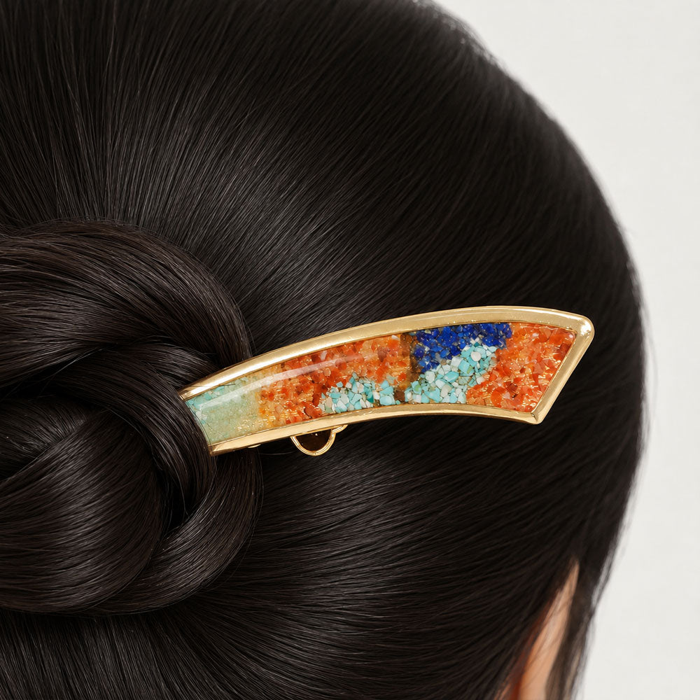 Double-Sided Pearl Landscape Hairpin, Dunhuang Red