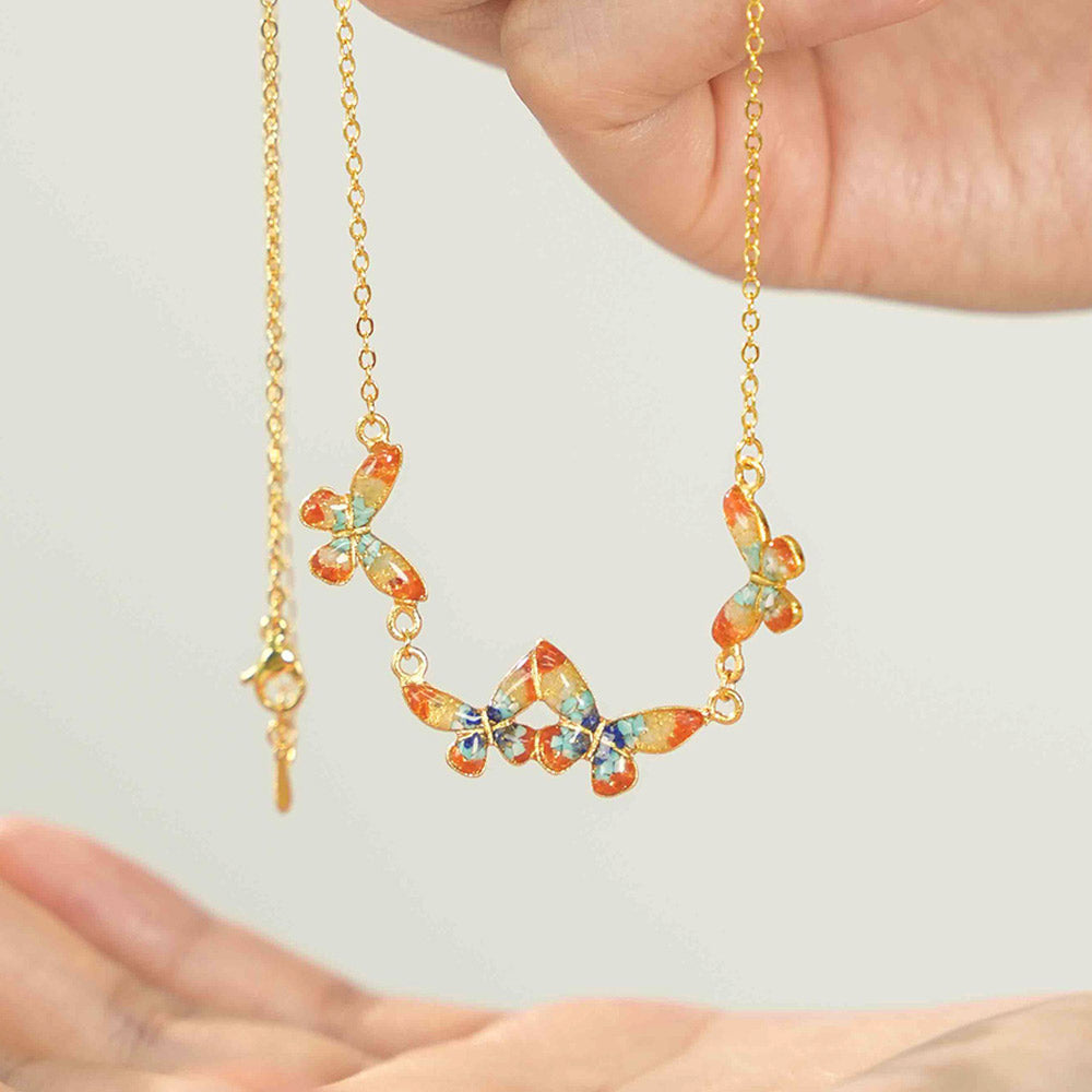 Zhuangzi's Butterfly Dream Dunhuang Butterfly Ring + Necklace Bundle