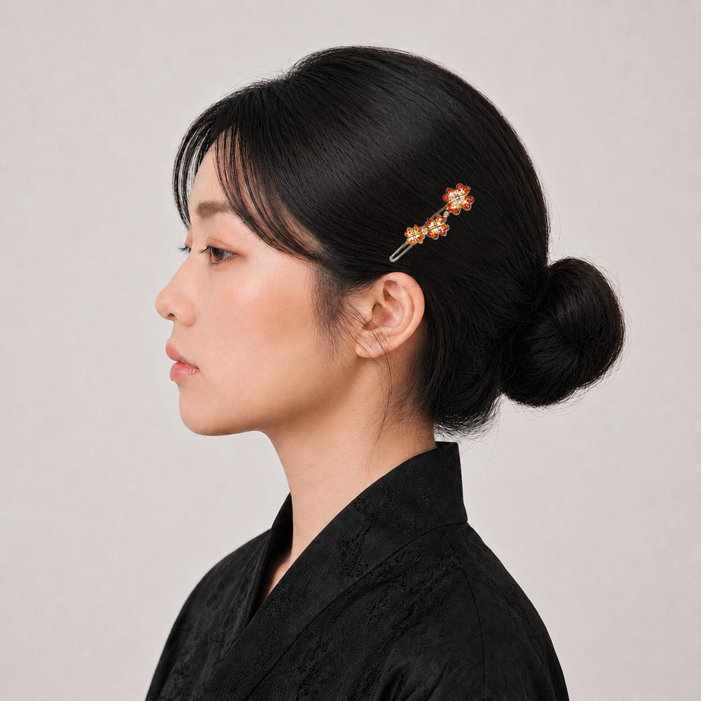 Colorful Stone Inlay Four-Leaf Clover Hair Clip