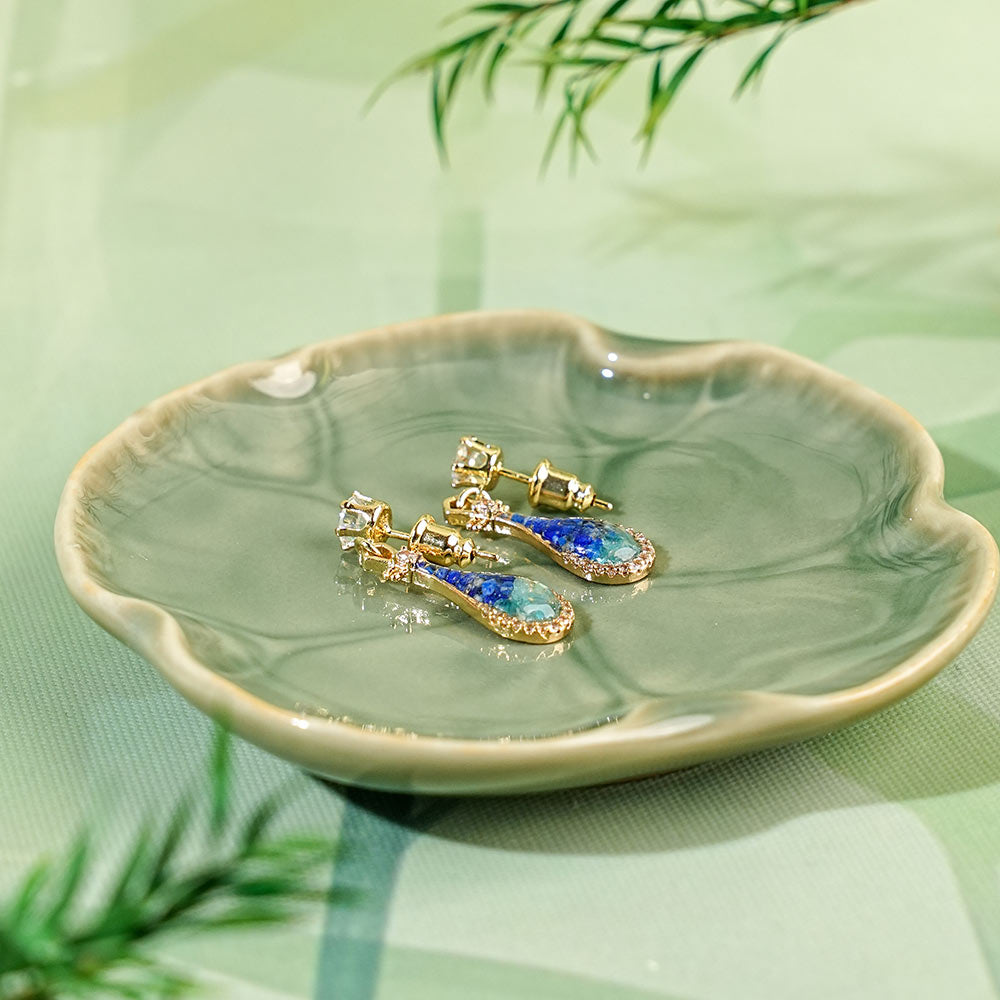 Color Stone Inlay Earrings – Pipa, Royal Blue Gradient Series