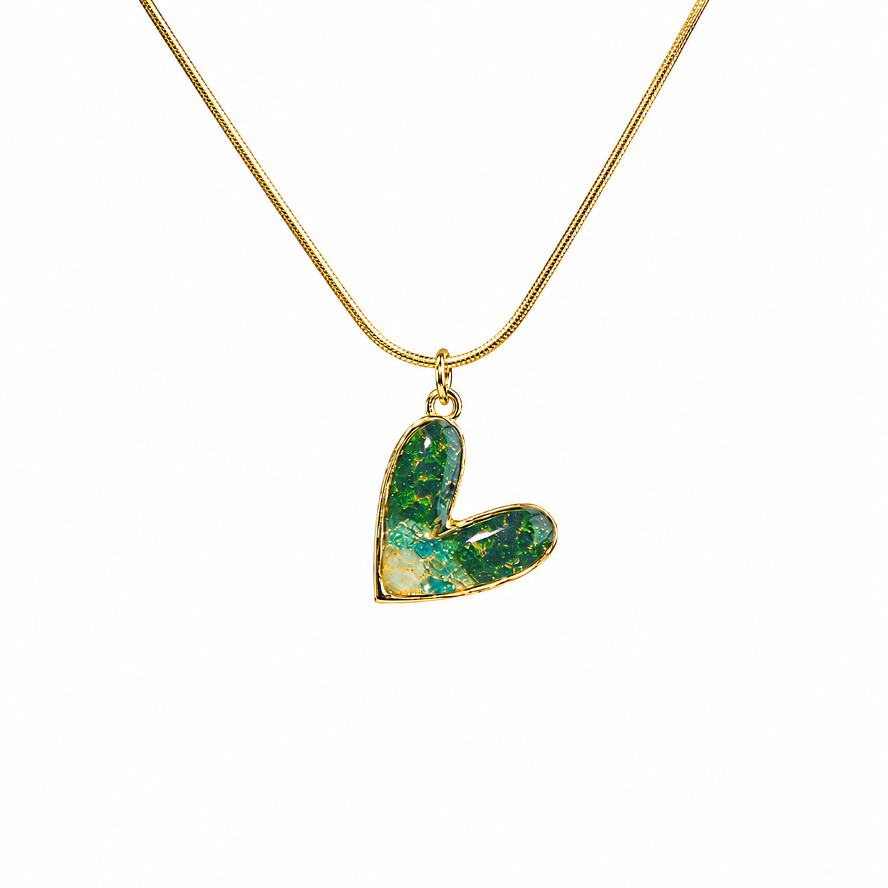 Color Stone Inlaid Emerald Green Heart Series