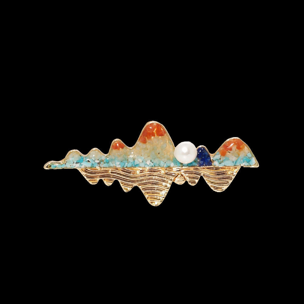 Dunhuang Stone Inlay Landscape Reflection Brooch